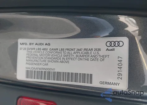 2024 Audi A4 Premium 45 Tfsi S Line Quattro S Tronic z USA, uszkodzony, nr VIN WAUDAAF40RN000141